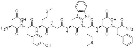 H-ASP-TYR-MET-GLY-TRP-MET-ASP-PHE-NH2 Struktur