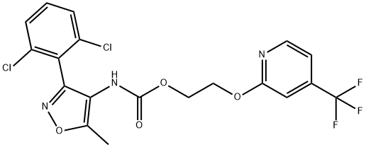 CARBAMIC ACID, [3-(2,6-DICHLOROPHENYL)-5-METHYL-4-ISOXAZOLYL]-, 2-[[4-(TRIFLUOROMETHYL)-2-PYRIDINYL]OXY]ETHYL ESTER 化学構造式