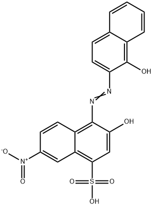 3-ヒドロキシ-4-[(1-ヒドロキシナフタレン-2-イル)アゾ]-7-ニトロ-1-ナフタレンスルホン酸 化学構造式
