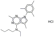 N-丁基-N-乙基-2,5-二甲基-7-(2,4,6-三甲基苯基)-7H-吡咯[2,3-D]嘧啶-4-胺盐酸盐,257639-98-8,结构式