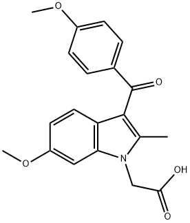 3-(p-アニソイル)-6-メトキシ-2-メチル-1H-インドール-1-酢酸 化学構造式