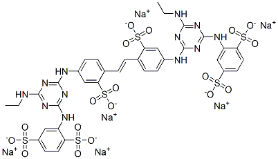 2,2'-[1,2-Ethenediylbis[(3-sulfo-4,1-phenylene)imino[6-(ethylamino)-1,3,5-triazine-4,2-diyl]imino]]bis(1,4-benzenedisulfonic acid)hexasodium salt 结构式