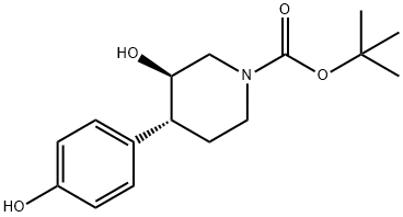 Boc-4-(4-Hydroxyphenyl)-(3s,4s)-3-Piperidinol 化学構造式