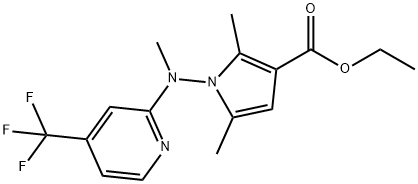 1H-PYRROLE-3-CARBOXYLIC ACID, 2,5-DIMETHYL-1-[METHYL[4-(TRIFLUOROMETHYL)-2-PYRIDINYL]AMINO]-, ETHYL ESTER 化学構造式