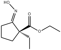 Cyclopentanecarboxylic acid, 1-ethyl-2-(hydroxyimino)-, ethyl ester, (1S,2E)- Structure