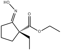 Cyclopentanecarboxylic acid, 1-ethyl-2-(hydroxyimino)-, ethyl ester, (1R,2E)- Structure