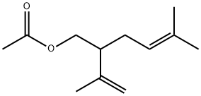 酢酸2-イソプロペニル-5-メチル-4-ヘキセニル 化学構造式