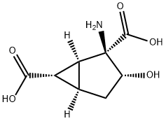 Bicyclo[3.1.0]hexane-2,6-dicarboxylic acid, 2-amino-3-hydroxy-, (1S,2R,3R,5R,6S)- (9CI) Structure