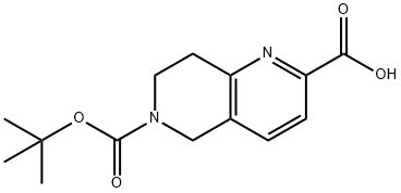 6-(叔丁氧基羰基)-5,6,7,8-四氢-1,6-萘啶-2-羧酸 结构式