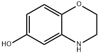 3,4-ジヒドロ-2H-1,4-ベンゾオキサジン-6-オール 化学構造式