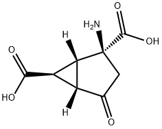 Bicyclo[3.1.0]hexane-2,6-dicarboxylic acid, 2-amino-4-oxo-, (1R,2S,5S,6S)- 化学構造式