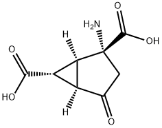 Bicyclo[3.1.0]hexane-2,6-dicarboxylic acid, 2-amino-4-oxo-, (1S,2R,5R,6R)- 化学構造式