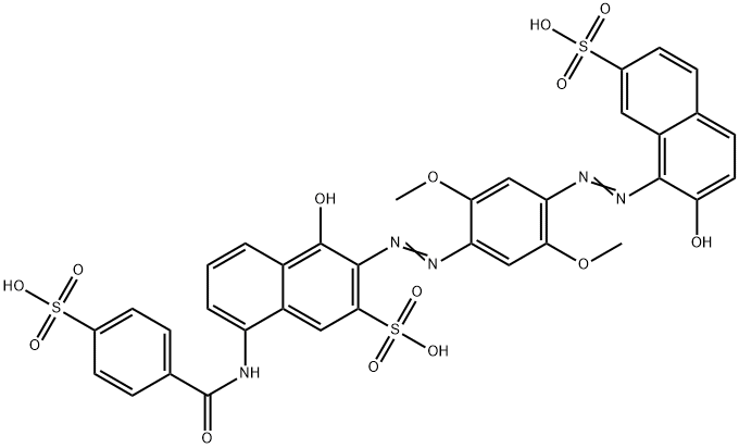 4-hydroxy-3-[[4-[(2-hydroxy-7-sulpho-1-naphthyl)azo]-2,5-dimethoxyphenyl]azo]-8-[(4-sulphobenzoyl)amino]naphthalene-2-sulphonic acid  Structure