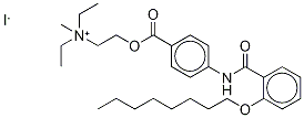 N,N-二乙基-N-甲基-2-(4-(2-(辛氧基)苯甲酰胺基)苯甲酰氧基)乙铵 溴化物, 26095-58-9, 结构式