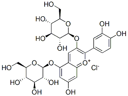 2-(3,4-Dihydroxyphenyl)-3,5-bis(β-D-glucopyranosyloxy)-7-hydroxy-1-benzopyryliumchlorid