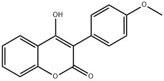 3-(4-メトキシフェニル)-4-ヒドロキシ-2H-1-ベンゾピラン-2-オン 化学構造式
