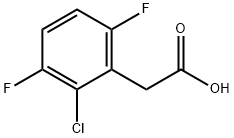 2-クロロ-3,6-ジフルオロフェニル酢酸 化学構造式