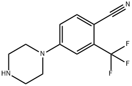2-(トリフルオロメチル)-4-ピペラジノベンゾニトリル 化学構造式