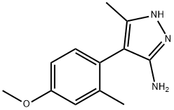 4-(4-Methoxy-2-methylphenyl)-5-methyl-1H-pyrazol-3-amine 结构式