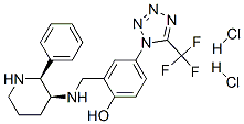 Phenol, 2-[[(2-phenyl-3-piperidinyl)amino]methyl]-4-[5-(trifluoromethyl)-1H-tetrazol-1-yl]-, dihydrochloride, (2S-cis)- Structure