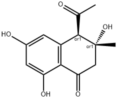4-(trans)-Acetyl-3,6,8-trihydroxy-3-
Methyldihydronaphthalenone Structure