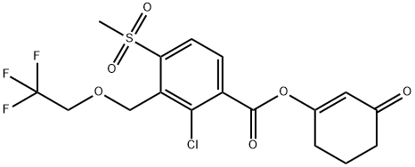 BENZOIC ACID, 2-CHLORO-4-(METHYLSULFONYL)-3-[(2,2,2-TRIFLUOROETHOXY)METHYL]-, 3-OXO-1-CYCLOHEXEN-1-YL ESTER Struktur
