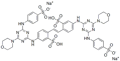 disodium hydrogen -4,4'-bis[[4-morpholino-6-[(4-sulphonatophenyl)amino]-1,3,5-triazin-2-yl]amino]stilbene-2,2'-disulphonate 结构式