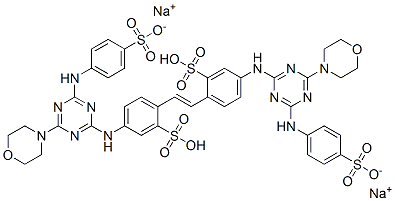 disodium hydrogen -4,4'-bis[[4-morpholino-6-[(4-sulphonatophenyl)amino]-1,3,5-triazin-2-yl]amino]stilbene-2,2'-disulphonate,26358-35-0,结构式