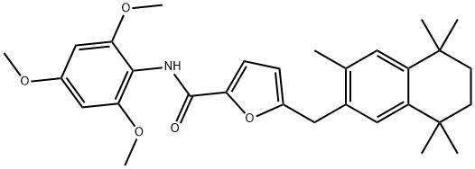 5-[5,6,7,8-TETRAHYDRO-3,5,5,8,8-PENTAMETHYL-2-NAPHTHALENYL-METHYL]-N-(2,4,6-TRIMETHOXYPHENYL)-2-FURANCARBOXAMIDE 化学構造式