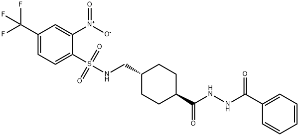 1-Benzoyl-2-[[trans-4-[[[[2-nitro-4-(trifluoromethyl)phenyl]sulfonyl]amino]methyl]cyclohexyl]carbonyl]hydrazine Structure
