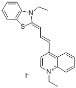 1-エチル-4-[3-(3-エチルベンゾチアゾール-2(3H)-イリデン)-1-プロペニル]キノリニウム・ヨージド 化学構造式