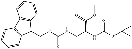 L-Alanine, N-[(1,1-dimethylethoxy)carbonyl]-3-[[(9H-fluoren-9-ylmethoxy)carbonyl]amino]-, methyl ester Struktur