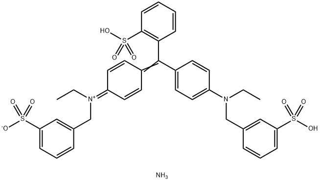 N-エチル-N-[4-[[4-[エチル[[3-スルホフェニル]メチル]アミノ]フェニル](2-スルホナトフェニル)メチレン]-2,5-シクロヘキサジエン-1-イリデン]-3-スルホベンゼンメタンアミニウムジアンモニウム 化学構造式