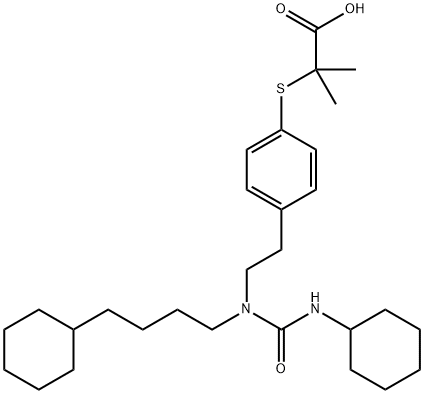 2-[[4-[2-[[环己基氨基)羰基](4-环己基丁基)氨基]乙基]苯基]硫基]-2-甲基丙酸,265129-71-3,结构式