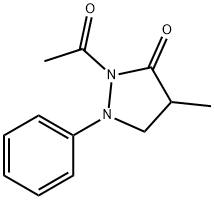 2-アセチル-4-メチル-1-フェニルピラゾリジン-3-オン 化学構造式
