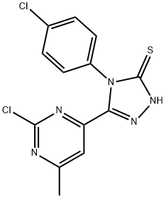 5-(2-CHLORO-6-METHYLPYRIMIDIN-4-YL)-4-(4-CHLOROPHENYL)-4H-1,2,4-TRIAZOLE-3-THIOL Struktur
