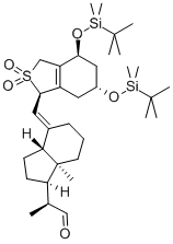 4-[[(4S,6R)-4,6-Bis[[(tert-butyl)dimethylsilyl]oxy]-1,3,4,5,6,7-hexahydro-2,2-dioxidobenzo[c]thien-1-yl]methylene]octahydro-a,7a-dimethyl-1H-indene-1-acetaldehyde 化学構造式