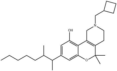 2-(Cyclobutylmethyl)-8-(1,2-dimethylheptyl)-1,3,4,5-tetrahydro-5,5-dimethyl-2H-[1]benzopyrano[4,3-c]pyridin-10-ol Struktur