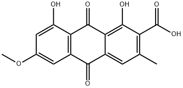 1,8-Dihydroxy-3-methyl-6-methoxy-9,10-dioxo-9,10-dihydroanthracene-2-carboxylic acid,26687-55-8,结构式