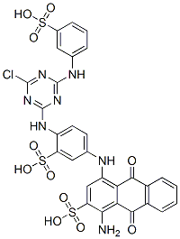 1-amino-4-[[4-[[4-chloro-6-[(3-sulfophenyl)amino]-1,3,5-triazin-2-yl]a mino]-3-sulfo-phenyl]amino]-9,10-dioxo-anthracene-2-sulfonic acid 化学構造式