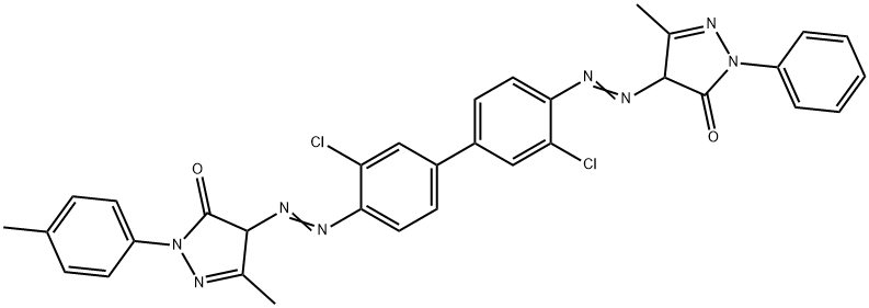 4-[[3,3'-dichloro-4'-[[4,5-dihydro-3-methyl-5-oxo-1-(p-tolyl)-1H-pyrazol-4-yl]azo][1,1'-biphenyl]-4-yl]azo]-2,4-dihydro-5-methyl-2-phenyl-3H-pyrazol-3-one Structure