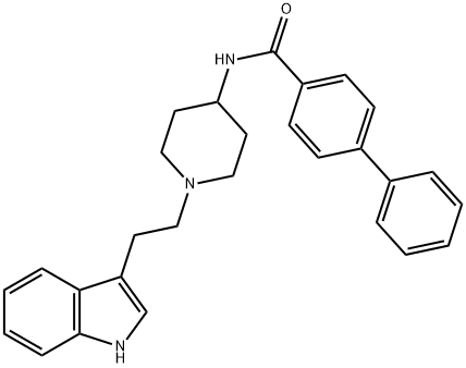 N-(1-(2-(1H-Indol-3-yl)ethyl)-4-piperidinyl)-(1,1'-biphenyl)-4-carboxamide 结构式