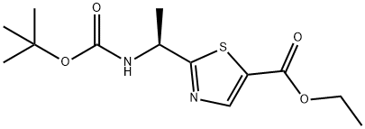 (S)-ethyl 2-(1-(tert-butoxycarbonyl)ethyl)thiazole-5-carboxylate Struktur