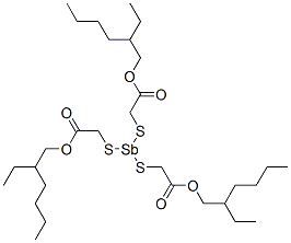 2-ethylhexyl 10-ethyl-4-[[2-[(2-ethylhexyl)oxy]-2-oxoethyl]thio]-7-oxo-8-oxa-3,5-dithia-4-stibatetradecanoate  Structure