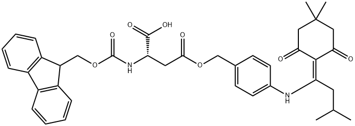 N-芴甲氧羰基-L-天冬氨酸 4-[[4-[[1-(4,4-二甲基-2,6-二氧代环己亚基)-3-甲基丁基]氨基]苯基]甲基]酯,269066-08-2,结构式