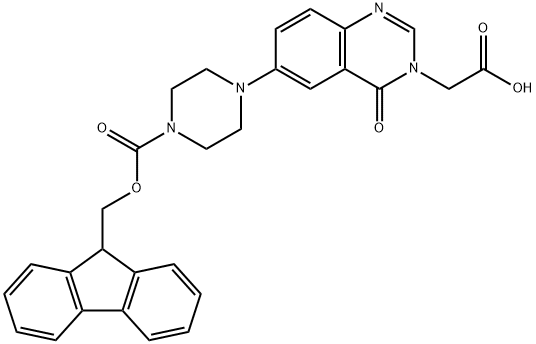 6-(N-FMOC-PIPERAZIN-1-YL)-4(3H)-QUINAZOLINONE-3-ACETIC ACID 化学構造式