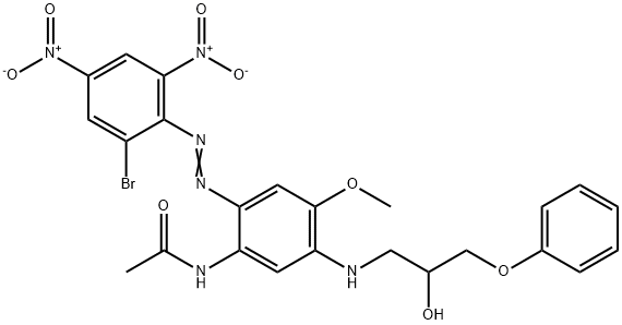 N-[2-[(2-ブロモ-4,6-ジニトロフェニル)アゾ]-5-[(2-ヒドロキシ-3-フェノキシプロピル)アミノ]-4-メトキシフェニル]アセトアミド 化学構造式