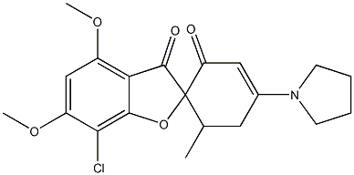 7-Chloro-4,6-dimethoxy-6'-methyl-4'-(1-pyrrolidinyl)spiro[benzofuran-2(3H),1'-[3]cyclohexene]-2',3-dione,26942-69-8,结构式