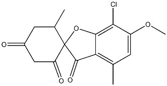 7-クロロ-6-メトキシ-4,6'-ジメチルスピロ[ベンゾフラン-2(3H),1'-シクロヘキサン]-2',3,4'-トリオン 化学構造式