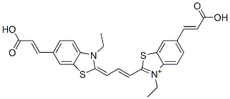 Benzothiazolium,  6-(2-carboxyvinyl)-2-[3-[6-(2-carboxyvinyl)-3-ethyl-2-benzothiazolinylidene]propenyl]-3-ethyl-  (8CI) Structure